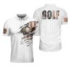 Amazing Vintage Golf Eagle Leg Hold Ball White Polo Shirt