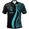 Guam Polo Shirt Turquoise - Polynesian Tentacle Tribal Pattern - BN11