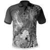 Kosrae Polo Shirt - Humpback Whale with Tropical Flowers (White) - BN18