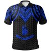 New Caledonia Polo Shirt - Polynesian Armor Style Blue - BN39