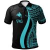 Papua New Guinea Polo Shirt Turquoise - Polynesian Tentacle Tribal Pattern - BN11